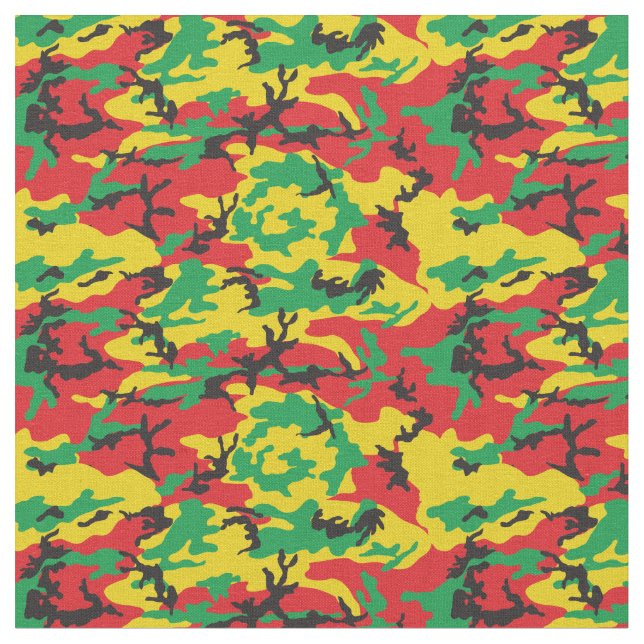 Jamaican Rasta Flag gefärbt Camouflage Print Stoff (Nahaufnahme)