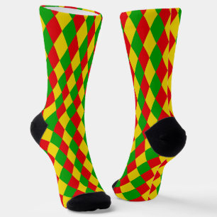 Jamaican Rasta Flag gefärbt Diamonds Gemustert Socken