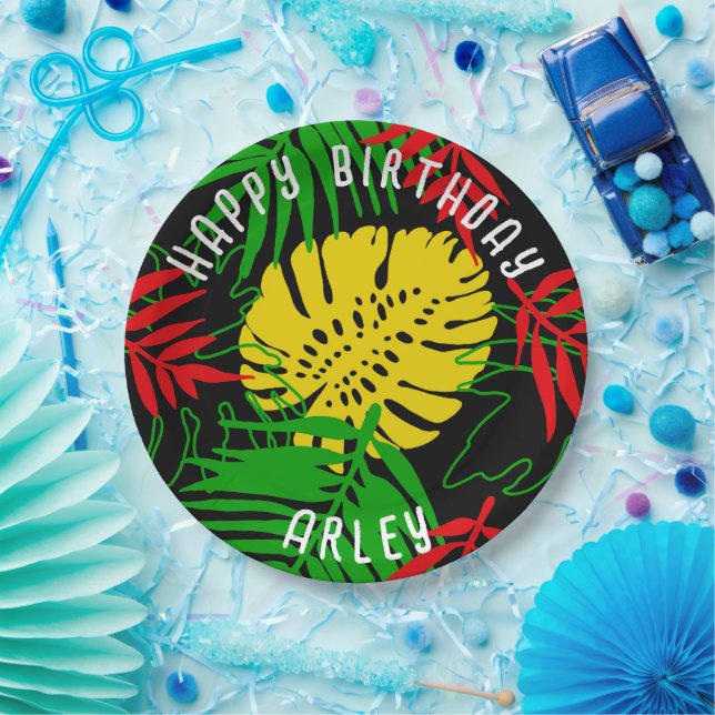 Jamaican Rasta Reggae Tropical Blätter Geburtstag Pappteller (Party)