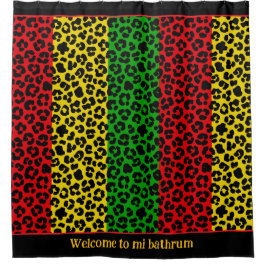 Jamaican Rasta Rot-Gelber Leopard-Druck Duschvorhang