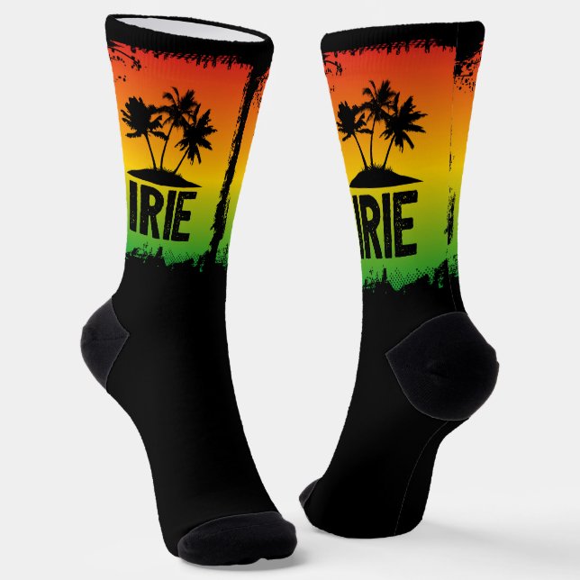 Jamaican Rastafarian IRIE Palm Trees Black Socken (Gewinkelt)