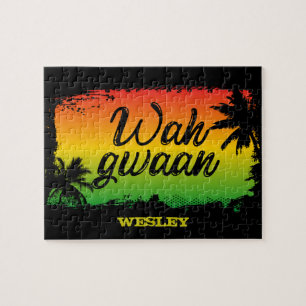 Jamaican Rastafarian Wah Gwaan Hello Tropical Palm Puzzle