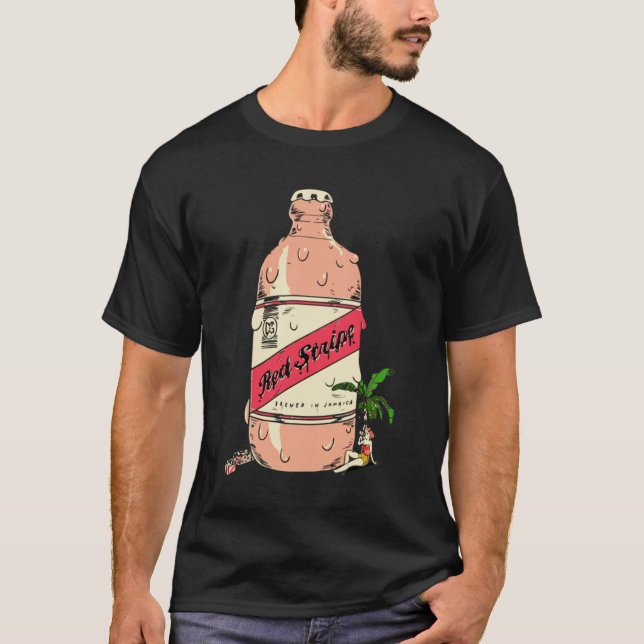 Jamaican Red Stripe Beer Angepasst  T-Shirt (Vorderseite)