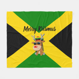 Jamaican Reindeer Christmas Blanket Fleecedecke