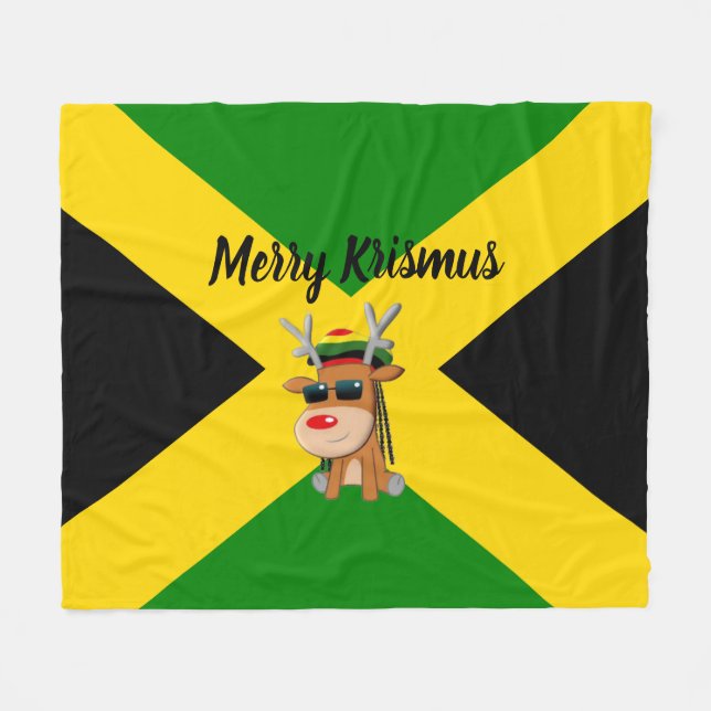 Jamaican Reindeer Christmas Blanket Fleecedecke (Vorderseite (Horizontal))