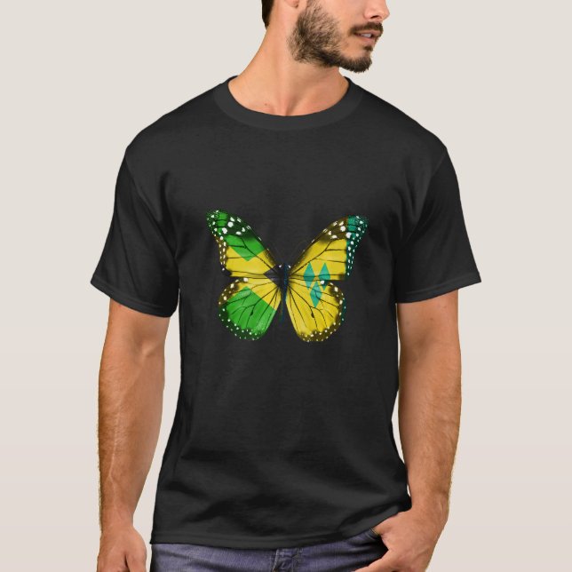 Jamaican Saint Vincentian Flag Butterfly   T-Shirt (Vorderseite)