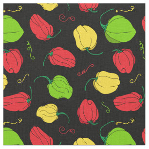 Jamaican Scotch Bonnet Chili Pattern Stoff