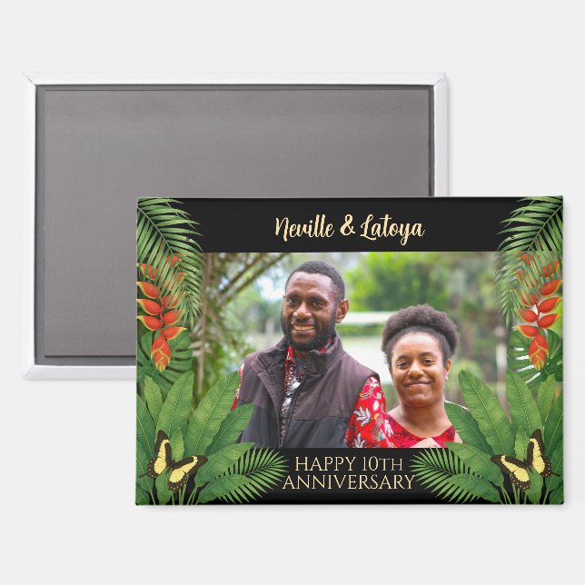 Jamaican Tropical Wedding Anniversary Add Photo Magnet (Vorderseite/Rückseite)