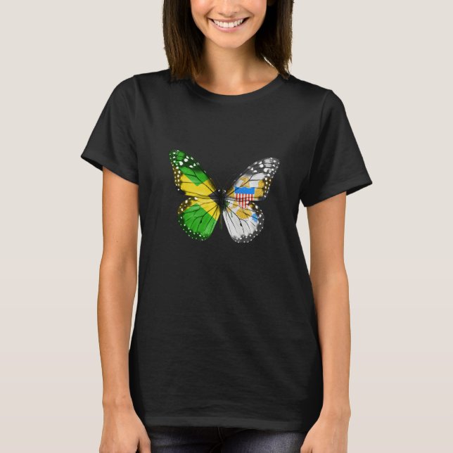 Jamaican Virgin Islander Flag Butterfly   T-Shirt (Vorderseite)