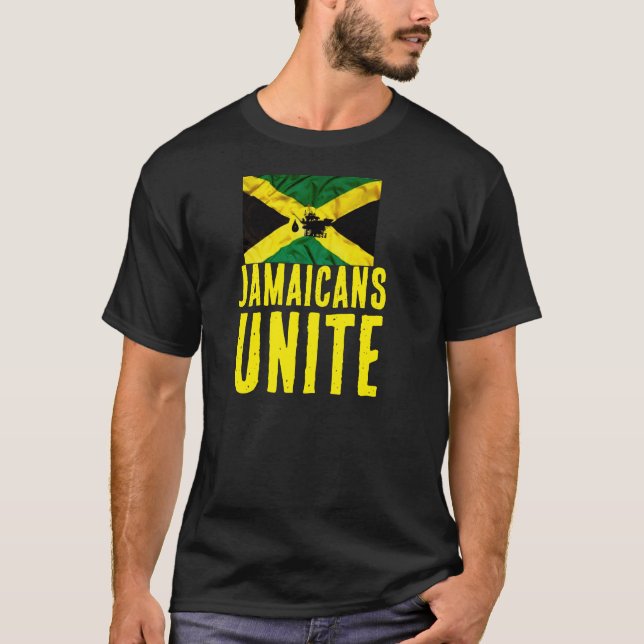 JAMAICANS UNITE Basic Dunkle T - Shirt (Vorderseite)