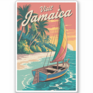 Jamaika Boot Illustration Reise Kunst Vintage Aufkleber