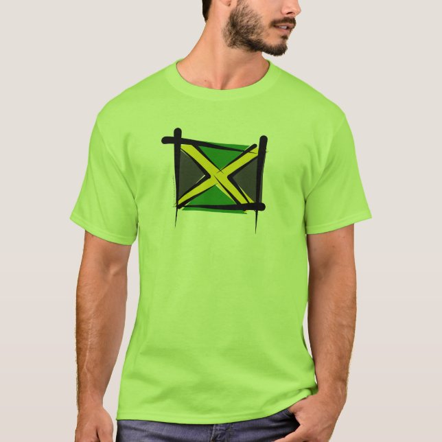 Jamaika-Bürsten-Flagge T-Shirt (Vorderseite)