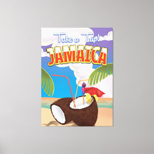 Jamaika Cartoon-Reiseplakat Leinwanddruck