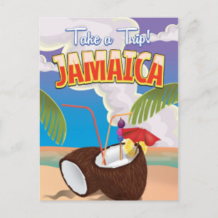 Jamaika Cartoon-Reiseposter Postkarte