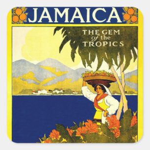 Jamaika, das Juwel der Tropen Reiseplakat 1910 Quadratischer Aufkleber