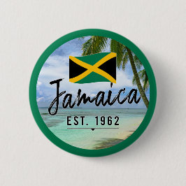 "Jamaika Est. 1962" Strand mit jamaikanischer Flag Button