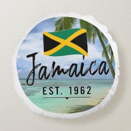 "Jamaika Est. 1962" Strand mit jamaikanischer Flag Rundes Kissen
