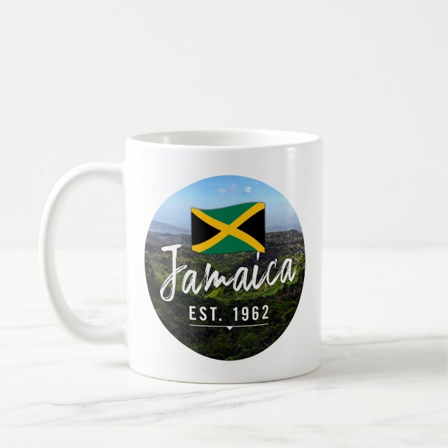 "Jamaika Est. Blaue Berge 1962 mit Flagge Kaffeetasse (Links)
