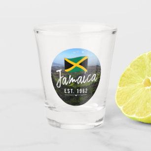 "Jamaika Est. Blaue Berge 1962 mit Flagge Schnapsglas