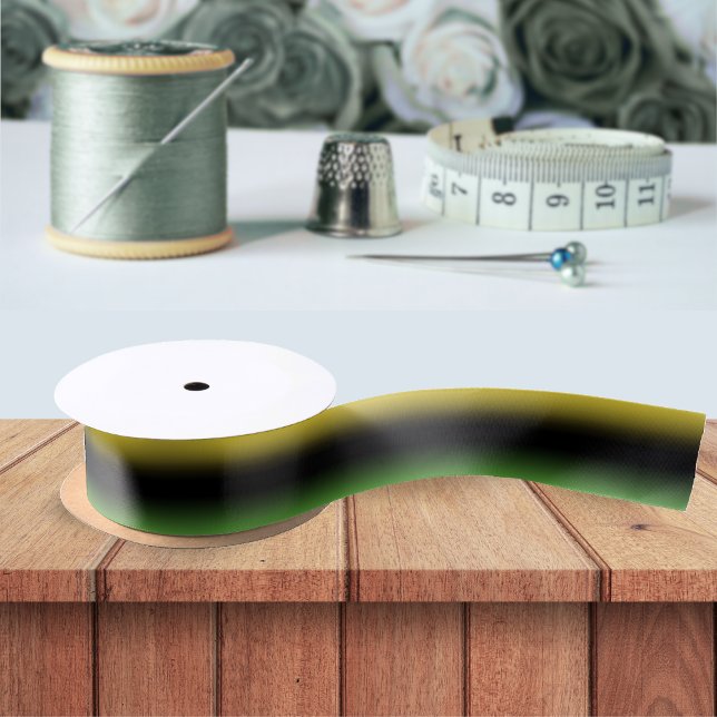 Jamaika-Farben strahlen schwarz, gelb und grün aus Satinband (gold black and green Jamaica colors ombre gradient ribbon)