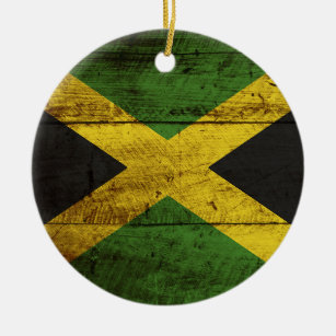 Jamaika-Flagge auf altem hölzernem Korn Keramik Ornament