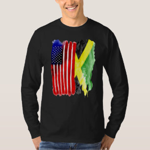 Jamaika-Flagge Halbamerikanischer Halb-Jamaikaner- T-Shirt