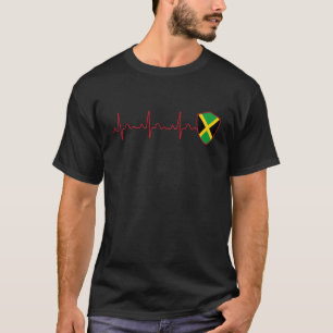 Jamaika-Flagge Herzschlag EKG Patriotisch National T-Shirt