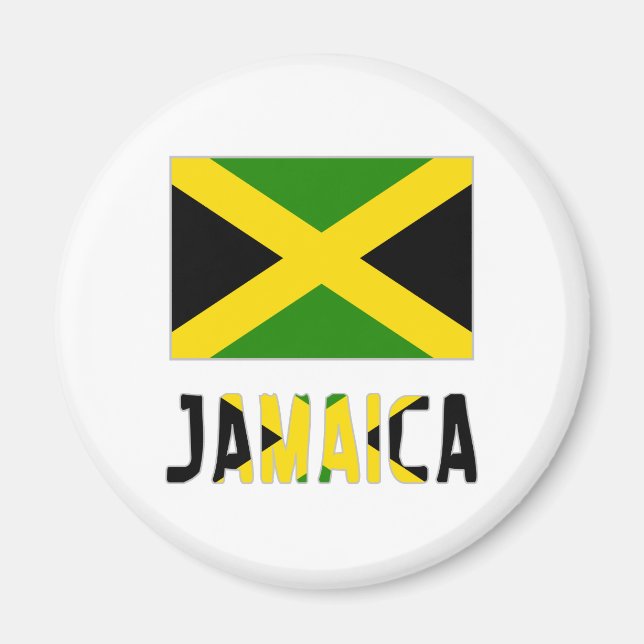 Jamaika-Flagge & Wort Magnet (Vorne)
