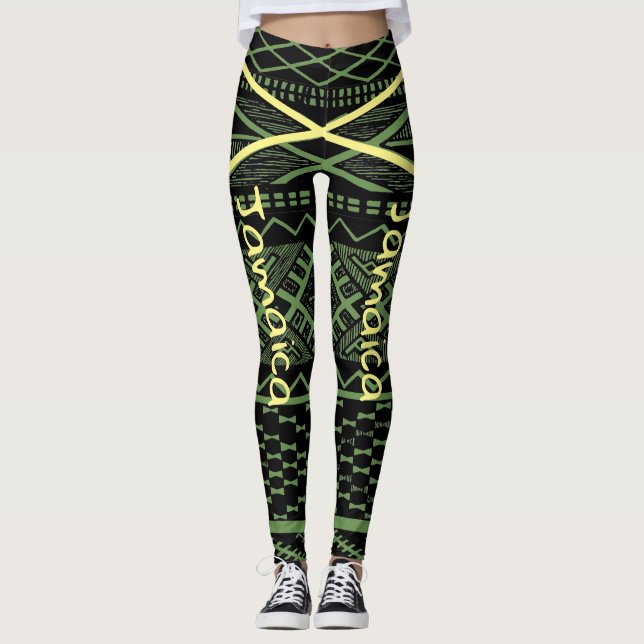 Jamaika-Flaggen-Leggings Fitness und Workout Leggings (Vorderseite)