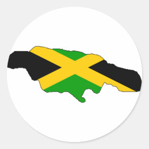 Jamaika-Flaggenkarte Runder Aufkleber
