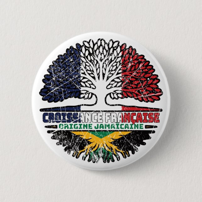 Jamaika Französisch-Französisch-Tree-Roots-Flag Button (Vorderseite)