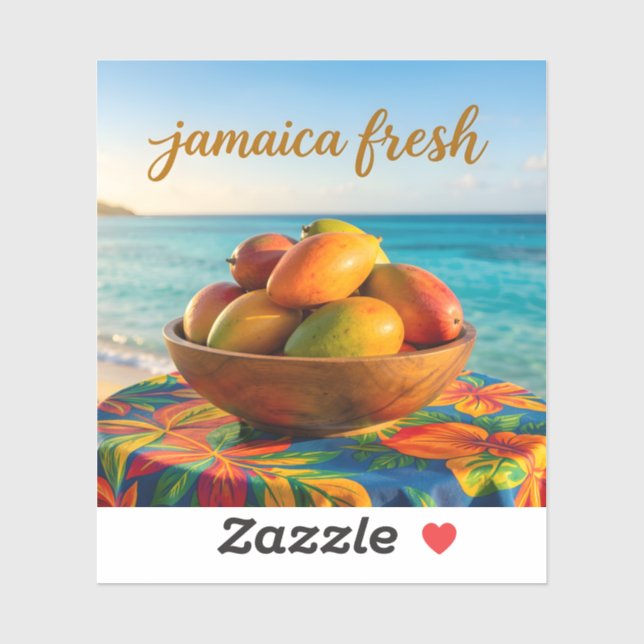 Jamaika frische Mango am Meer Aufkleber (Blatt)