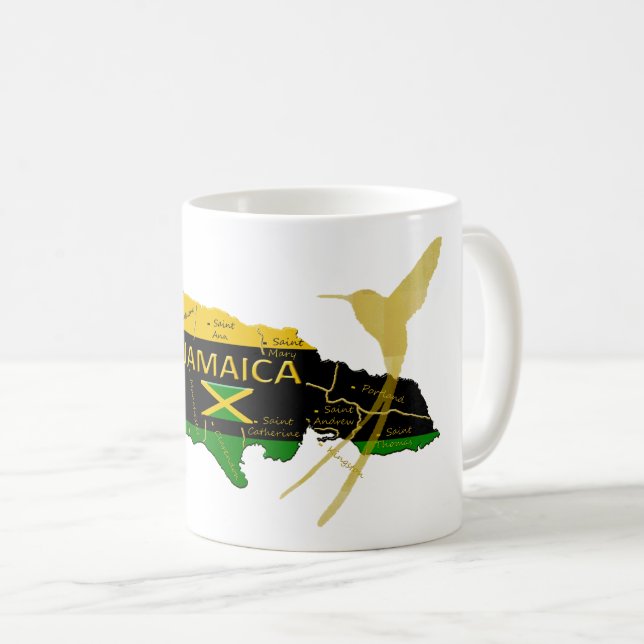 Jamaika-Gemeinde-Farbgoldsummenvogel-Tasse Tasse (VorderseiteRechts)