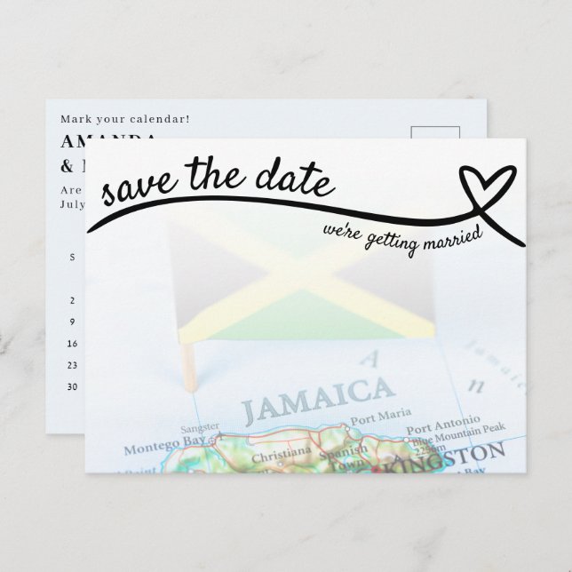 Jamaika-Hochzeit in Urlaubsort Save the Date Postkarte (Vorne/Hinten)