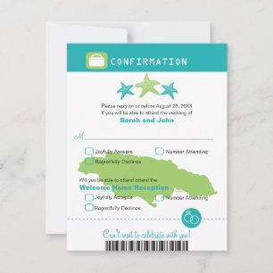 Jamaika-Hochzeits-RSVP-Bestätigungs-Boarding-Pass RSVP Karte
