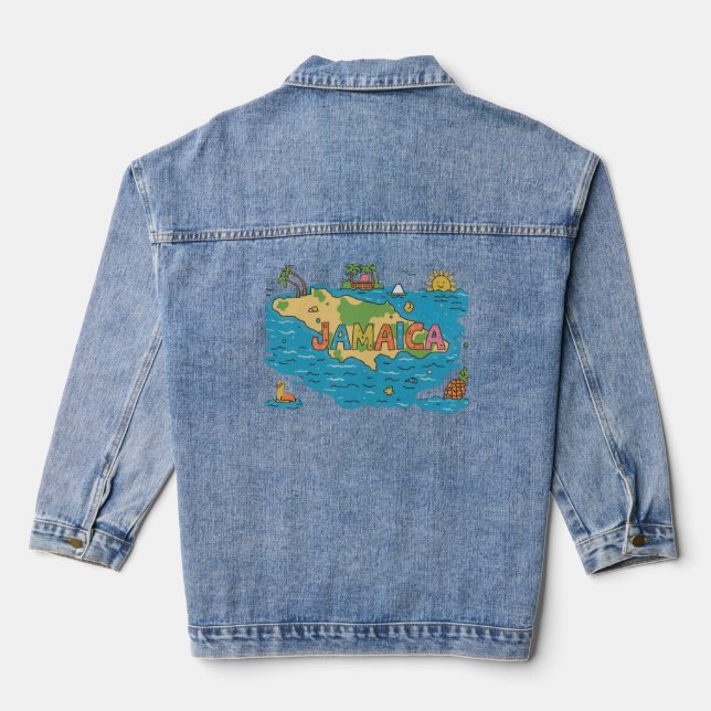 Jamaika-Inselkarte Jeansjacke (Rückseite)
