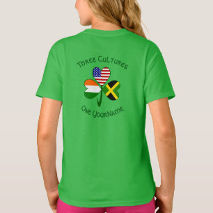 Jamaika Irland USA Kleeblatt Personalisierter Text T-Shirt