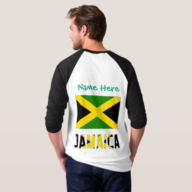 Jamaika Jamaica Flag Green Personalisierung T-Shirt (Schwarz voll)
