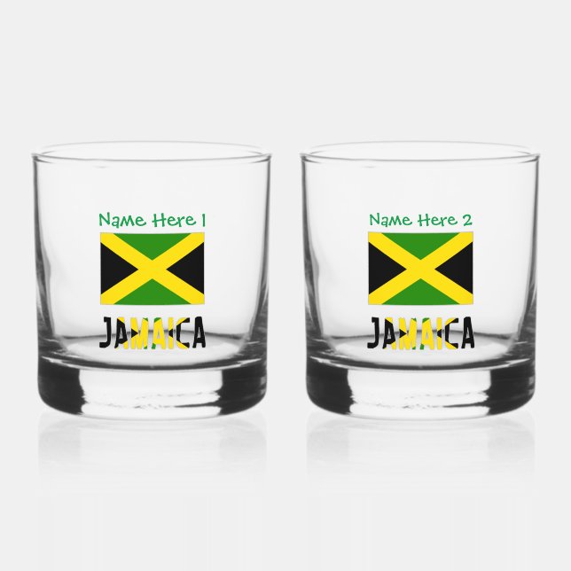 Jamaika Jamaica Flag Green Personalisierung Whiskyglas (Vorderseite)