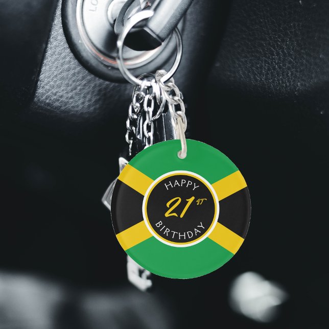 Jamaika Jamaica Flag Happy Birthday Schlüsselanhänger (Jamaica Jamaican Flag Happy 21st Birthday Keychain)