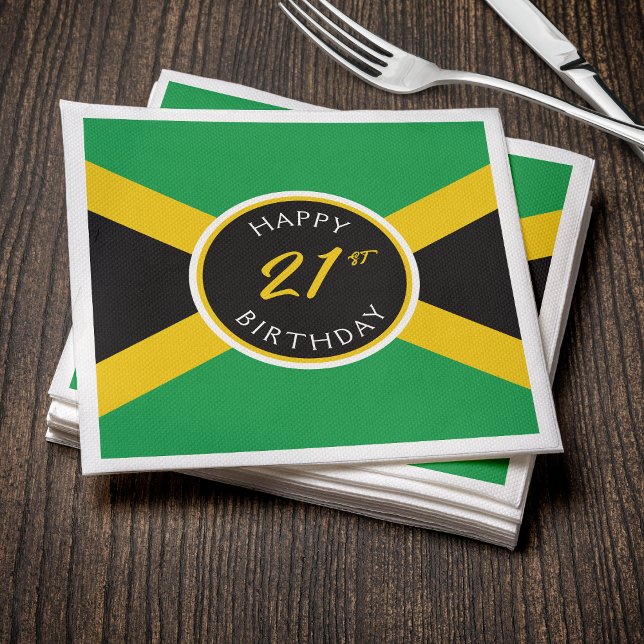 Jamaika Jamaica Flag Happy Birthday Serviette (Jamaica Jamaican Flag Happy Birthday Napkins
)