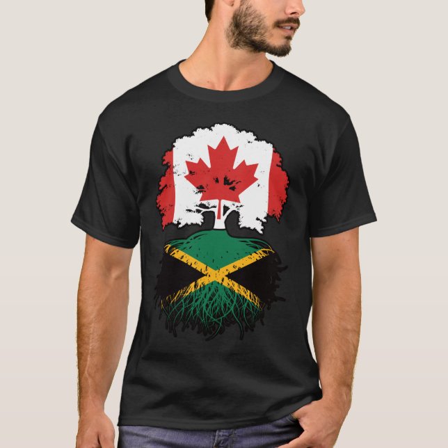 Jamaika Jamaika Kanadische Tree-Roots-Flagge T-Shirt (Vorderseite)