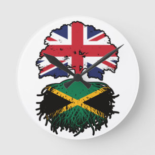 Jamaika jamaikanisch britisch UK Baum Wurzeln Flag Runde Wanduhr