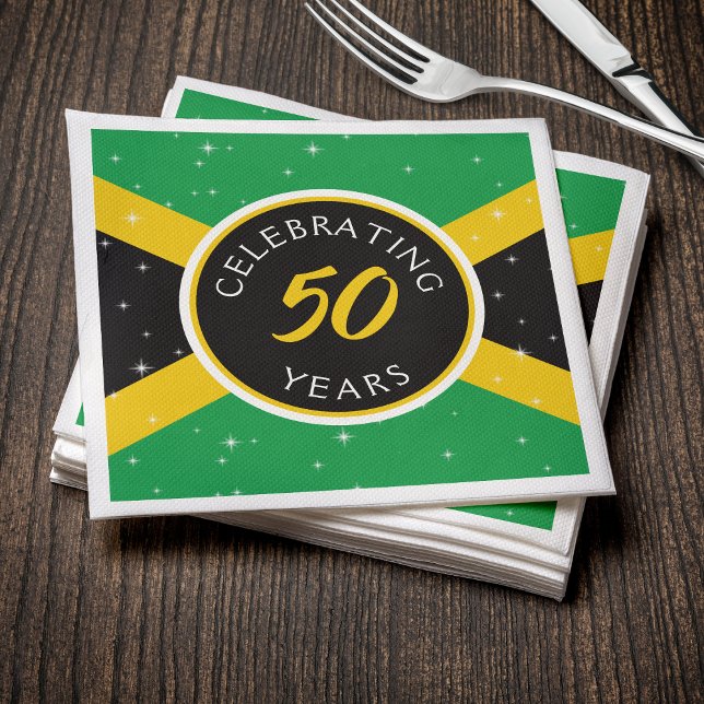 Jamaika Jamaikanische Flagge 50 Jahr Geburtstag Ja Serviette (Jamaica Jamaican Flag 50 Year Birthday Anniversary Napkins
)