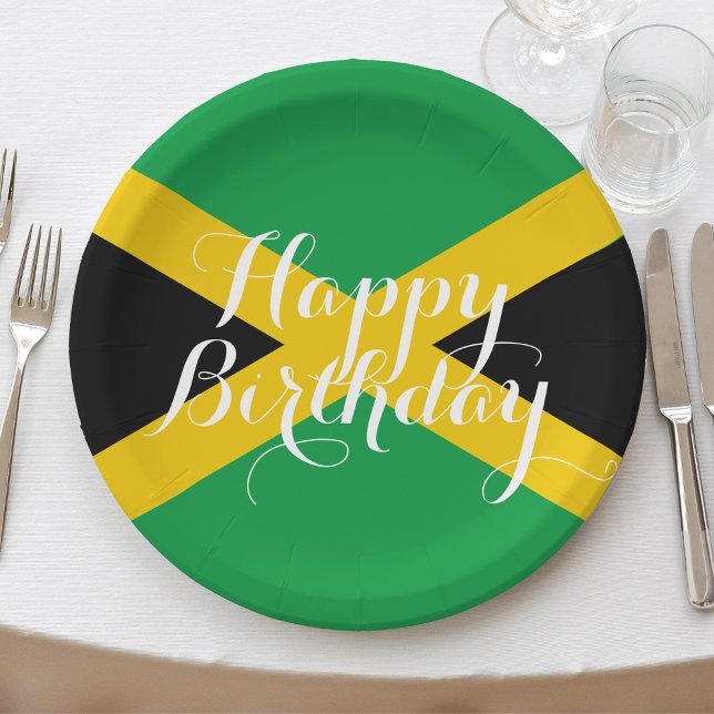 Jamaika Jamaikanische Flagge Happy Birthday Party Pappteller (jamaica jamaican flag happy birthday paper plates)