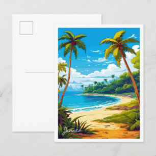 Jamaika Karibische Kunst Reise Vintage-Illustratio Postkarte