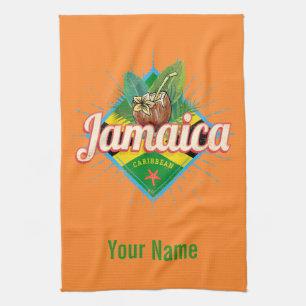 Jamaika karibische Retro-Flagge Urlaub vintage Geschirrtuch