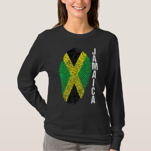 Jamaika Länder Flagge Fingerabdruck Grafik Ärmel T-Shirt