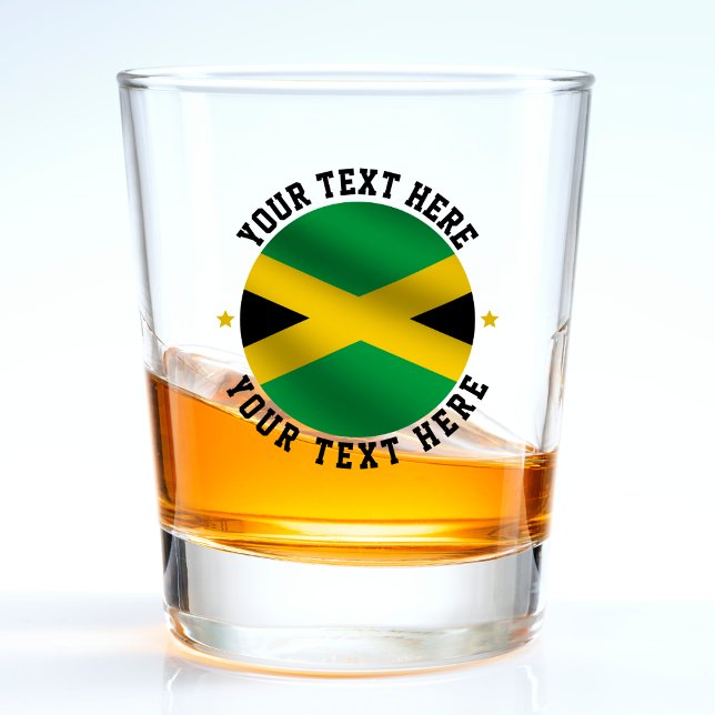 Jamaika-Rundtext Jamaikanische Flagge Schnapsglas (jamaica jamaican flag shot glass)