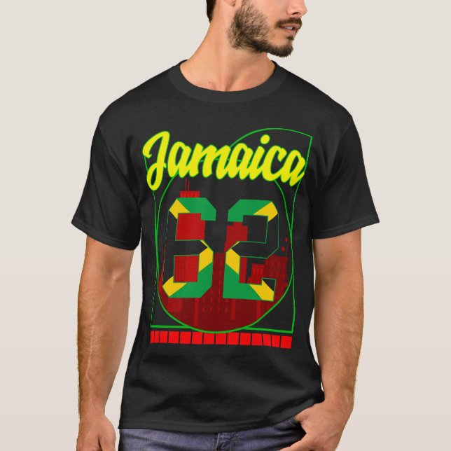 Jamaika Shirt, Jamaika 62 jamaikanisches Flaggende T-Shirt (Vorderseite)